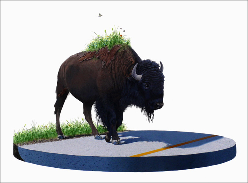Illustration for article titled Josh Keyes: A Juxtaposition Of Car And Nature